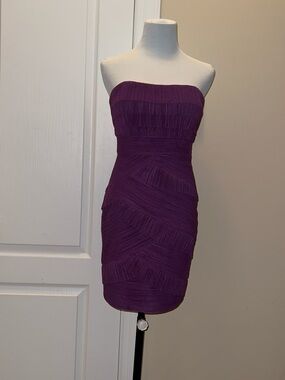 BCBGMaxAzria Strapless Plum Textured Bodycon Dress